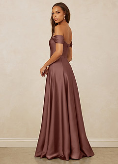 Christian Siriano Bridal for Azazie 1002 Bridesmaid Dresses Espresso A-Line Off the Shoulder Stretch Satin Convertible Dress image2