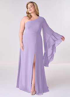 Barbie ♥ Azazie Bridesmaid Dresses Lilac A-Line Long Sleeve Chiffon Dress image7