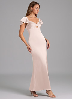 Azazie Demia 신부 들러리 드레스 쉬스 스윗하트 네크라인 스트레치 새틴 발목 길이 드레스 image3