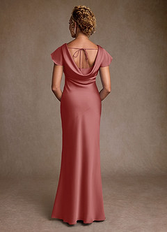 Azazie Shelby Mother of the Bride Dresses Antique Rose Mermaid Pleated Stretch Satin Dress image2