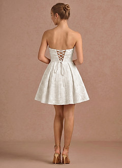 Genevieve White Jacquard Mini A-line Graduation Dress image4