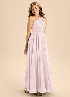 Azazie Charlize Junior Blushing Pink A-Line Pleated Chiffon Dress image5