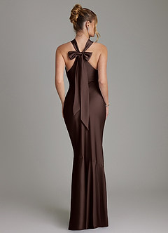 Azazie Reign Bridesmaid Dresses Ganache Mermaid Pleated Stretch Satin Dress image2