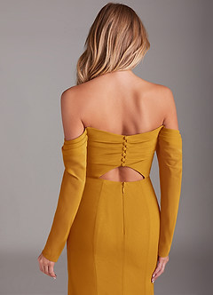 Azazie Hallie Bridesmaid Dresses Butterscotch Mermaid Long Sleeve Chiffon Dress image7