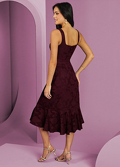 Barbie ♥ Azazie Bridesmaid Dresses Cabernet A-Line with Pockets Floral Burnout Dress image2