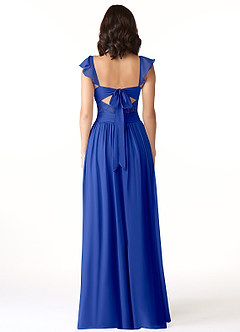Azazie Lissa Bridesmaid Dresses Royal Blue A-Line Lace Chiffon Dress image2