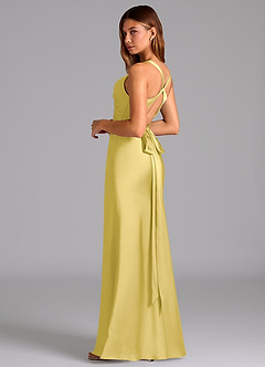 Azazie Hati Bridesmaid Dresses Canary Mermaid Stretch Satin Dress image6