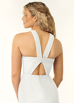 Azazie Rue Bridesmaid Dresses White A-Line Halter Chiffon Dress image3