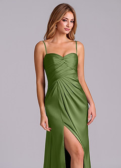 Azazie Sabrine At-home Try On Dresses Black A-Line Sweetheart Neckline Stretch Satin Dress image6