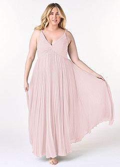 Azazie Raychelle Bridesmaid Dresses Blushing Pink A-Line V-Neck Chiffon Dress image7