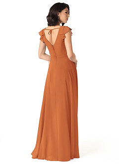 Azazie Claudine Bridesmaid Dresses Cinnamon A-Line Flutter Sleeve Chiffon Dress image5