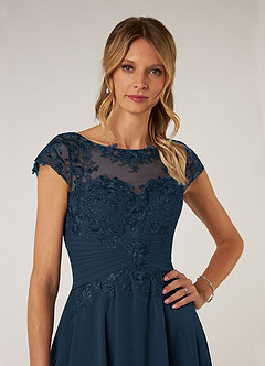 Azazie Shonda Mother of the Bride Dresses Dark Navy Lace Chiffon Dress image6