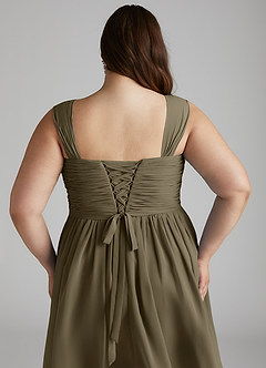 Azazie Angie Bridesmaid Dresses Willow Green A-Line Corset Chiffon Dress image15