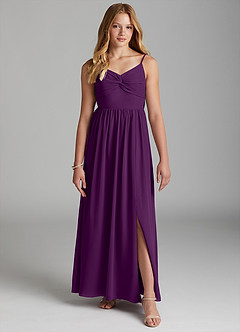 Azazie Zeya Junior Grape A-Line Chiffon Dress image3