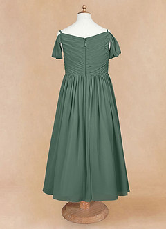 Azazie Chelle Flower Girl Dresses Sea Moss A-Line Pleated Chiffon Dress image7