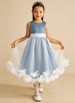Azazie Stardust vestidos de niña de las flores Vestido de Azul Polvoriento de Organza de Corte En A con Sin mangas image1