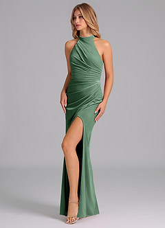 Azazie Jemma Robes de demoiselle d'honneur Robe Fourreau en velours Plissée Eucalyptus image5