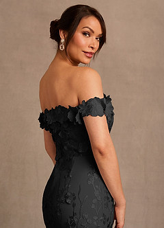 Azazie Lotta vestidos de madre de la novia Vestido de Negro de Encaje de Corte Sirena con Vestidos sin tirantes image6