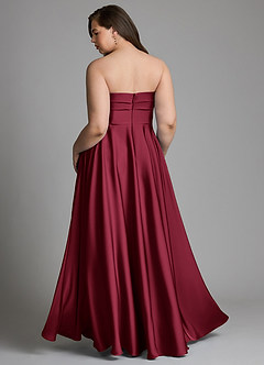Azazie Meleena Robes de demoiselle d'honneur Robe Trapèze en Satin extensible Bustier Bourgogne image8