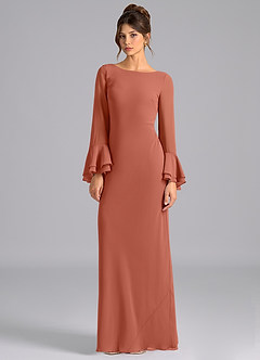 Azazie Leone Final Sale Clay Mermaid Corset Chiffon Dress image5