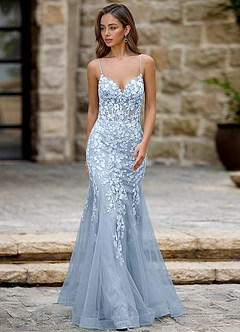 Dentelle Light Blue Mermaid Prom Dress image5