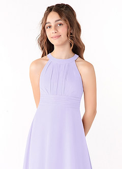 Azazie Linna Junior Lilac A-Line Pleated Chiffon Dress image4