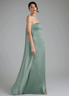 Azazie Tyler Bridesmaid Dresses Silver Sage Sheath Strapless Stretch Satin Convertible Dress image8