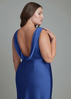 Azazie Kieryn Bridesmaid Dresses Royal Blue Mermaid Pleated Stretch Satin Dress image14