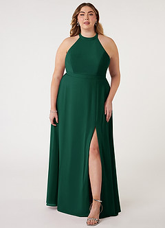 Azazie Clarice Bridesmaid Dresses Emerald A-Line Halter Chiffon Dress image8