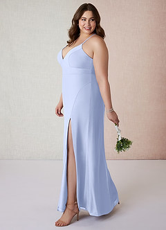 Azazie Becca Bridesmaid Dresses Ice Sheath V-Neck Chiffon Dress image9