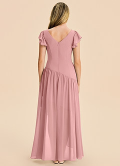 Azazie Pia Junior Robe Trapèze en Mousseline de soie Plissée Rose Poussiéreuse image2