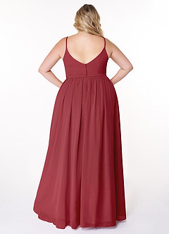 Azazie Rayna Abiti da Damigella Abito A-Line in Chiffon con Scollo a V a Pieghe Melograno image8