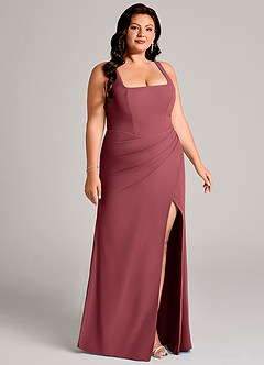 Azazie Mero Bridesmaid Dresses Merlot Sheath Pleated Chiffon Dress image13