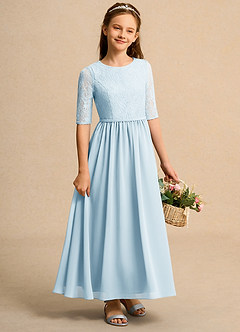 Azazie Pippin Junior Formal vestidos de niña de las flores Vestido de Azul Cielo de Encaje de Corte En A image4