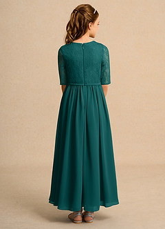 Azazie Pippin Junior Formal Robe Demoiselle D'honneur Fillette Robe Trapèze en Dentelle Paon image2