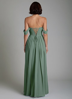 Azazie Loisa Bridesmaid Dresses Eucalyptus A-Line Corset Chiffon Convertible Dress image2