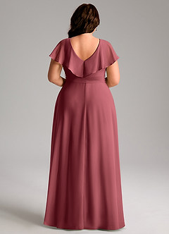 Azazie Lainey Bridesmaid Dresses Merlot A-Line with Pockets Chiffon Dress image9