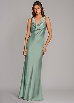 Azazie Cheryl Brautjungfernkleider Meerjungfrau-Linie Stretch-Satin Kleid Agave image4