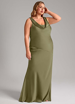 Azazie Rylina Bridesmaid Dresses Pistachio Mermaid Stretch Satin Dress image10