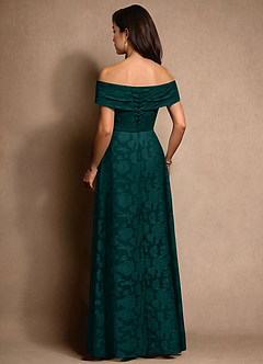Azazie New Britain Mère de la mariée Robes Robe Trapèze en Blumen-Burnout Plissée Vert Pin image3