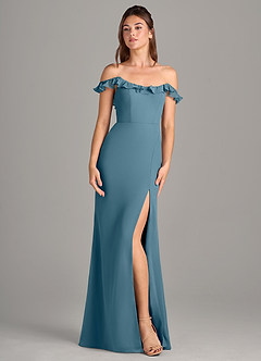 Azazie Callie Abiti da Damigella Abito Convertibile Sirena in Chiffon Spacco Laterale Bermuda image7