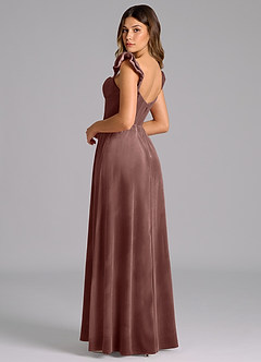 Azazie Denisse Bridesmaid Dresses Espresso A-Line Ruched Velvet Dress image6