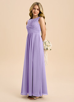 Azazie Skyla Junior A-Linie Plissee Chiffon Kleid Flieder image1