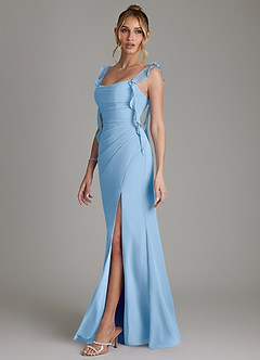 Azazie Jessamine Bridesmaid Dresses Powder Blue Mermaid Corset Chiffon Dress image5
