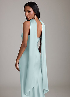 Azazie Saylor Vestidos de damas de honor Vestido de Neblina de Satén Elástico de Corte Sirena con Sin tirantes image7