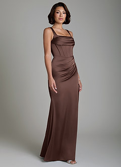 Azazie Amora Bridesmaid Dresses Ganache Mermaid Corset Stretch Satin Dress image5