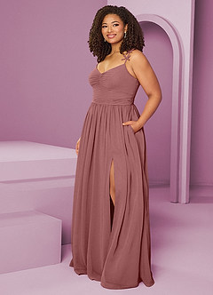 Barbie ♥ Azazie Bridesmaid Dresses Desert Rose A-Line Pleated Chiffon Dress image10