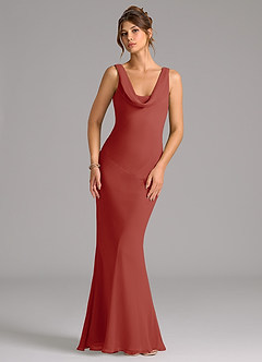 Azazie Rylina Bridesmaid Dresses Terracotta Mermaid Pleated Chiffon Dress image1