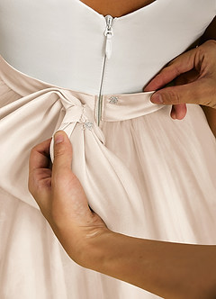 Azazie Sprout Flower Girl Dresses White Alabaster A-Line Bow Tulle Dress image5