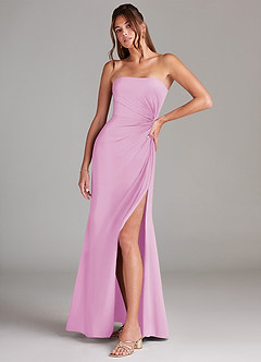 Azazie Aliani Jurken voor bruidsmeisjes Converteerbaar Jurk van Chiffon met Kolom Strapless Snoep Roze image4